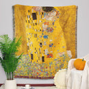 GobekUsa Gustav Klimt The Kiss Art Pattern Cotton Fabric Blanket