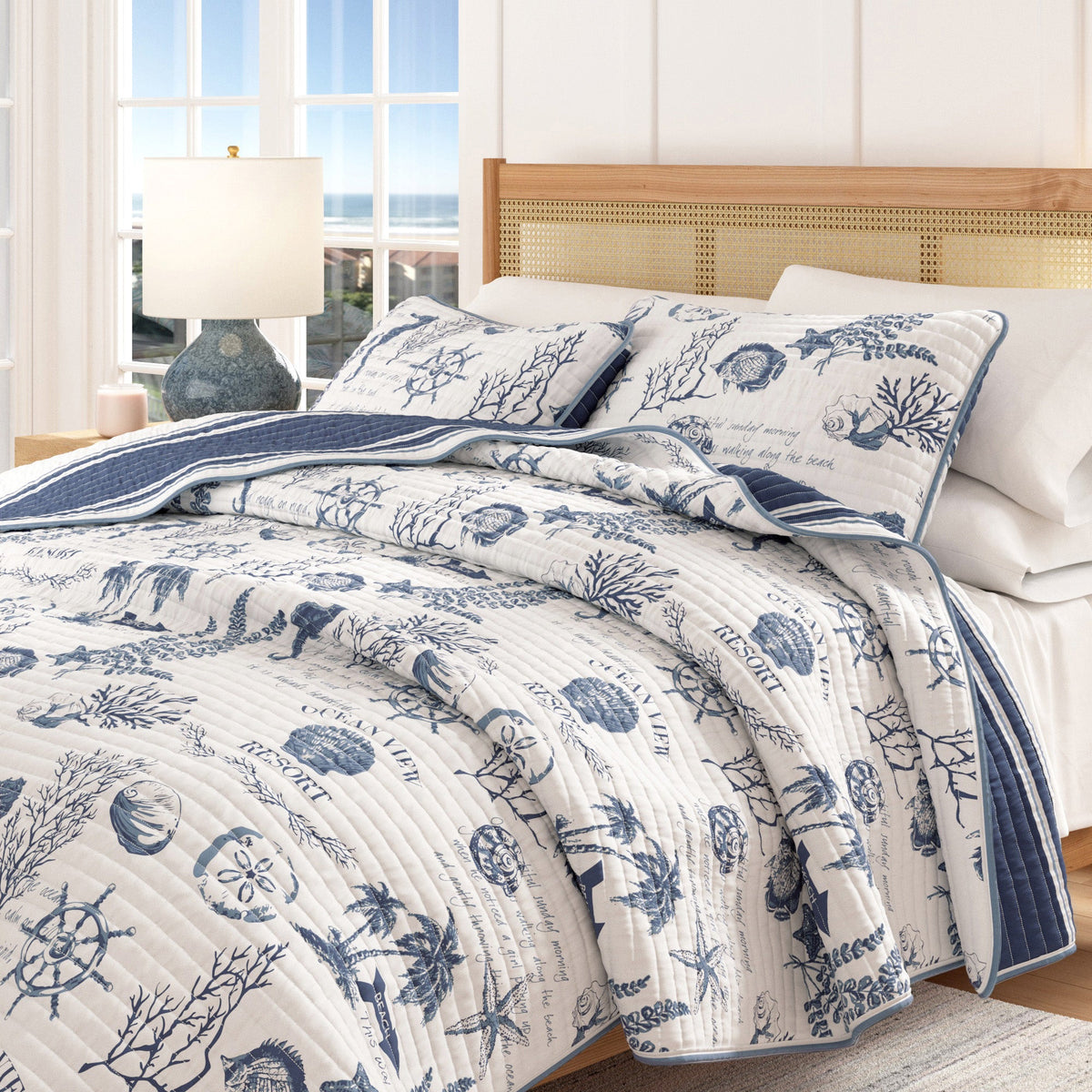 Coastal Printed Cotton Quilt Set - Calypso Collection, photo 6 of 6