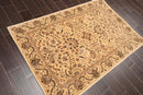 3'10" x 5'9"45-2113-IV Handmade New Zealand Wool & Silk Area Rug Tan