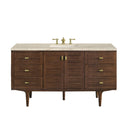 James Martin Amberly 60" Dual Mount Single Bathroom Vanity, Mid-Century Walnut