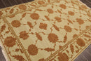 6' x 9' Hand Knotted Wool & Silk High Low Pile Area Rug Beige