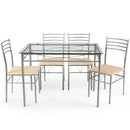 5 Pieces Dining Set Glass Table and 4 Chairs by LJGDeals