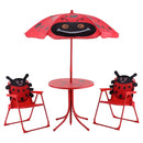 Kids Patio Folding Table and Chairs Set Beetle with Umbrella by LJGDeals