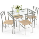 5 Pieces Dining Set Glass Table and 4 Chairs by LJGDeals