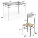 5 Pieces Dining Set Glass Table and 4 Chairs by LJGDeals