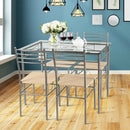 5 Pieces Dining Set Glass Table and 4 Chairs by LJGDeals