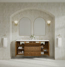 James Martin Laurent 60" Dual Mount Double Bathroom Vanity, Honey Oak