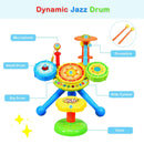 Kids Electric Jazz Drum Set with Stool Microphone and LED Light by LJGDeals