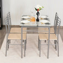 5 Pieces Dining Set Glass Table and 4 Chairs by LJGDeals