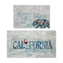 US States California Design Non Skid Washable Kitchen Runner Rugs Set of 2| 44 x 24 and 31.5 x 20 Inches Floor Mats|Blue