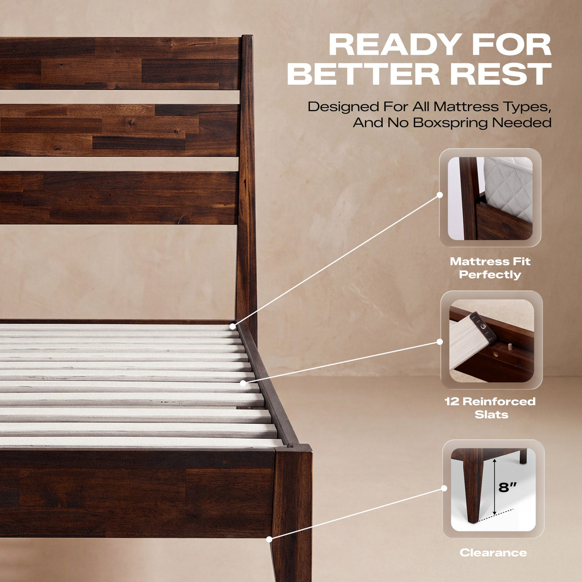 Emery Solid Wood Bed Frame, photo 30 of 34