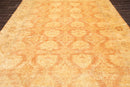9' x 11'7" Hand Knotted Peshawar Gold Wash Antique Finish Oriental Area Rug Tan