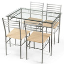 5 Pieces Dining Set Glass Table and 4 Chairs by LJGDeals