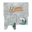 US States Miami Design 3 Piece Bathroom Rugs Set | Gold