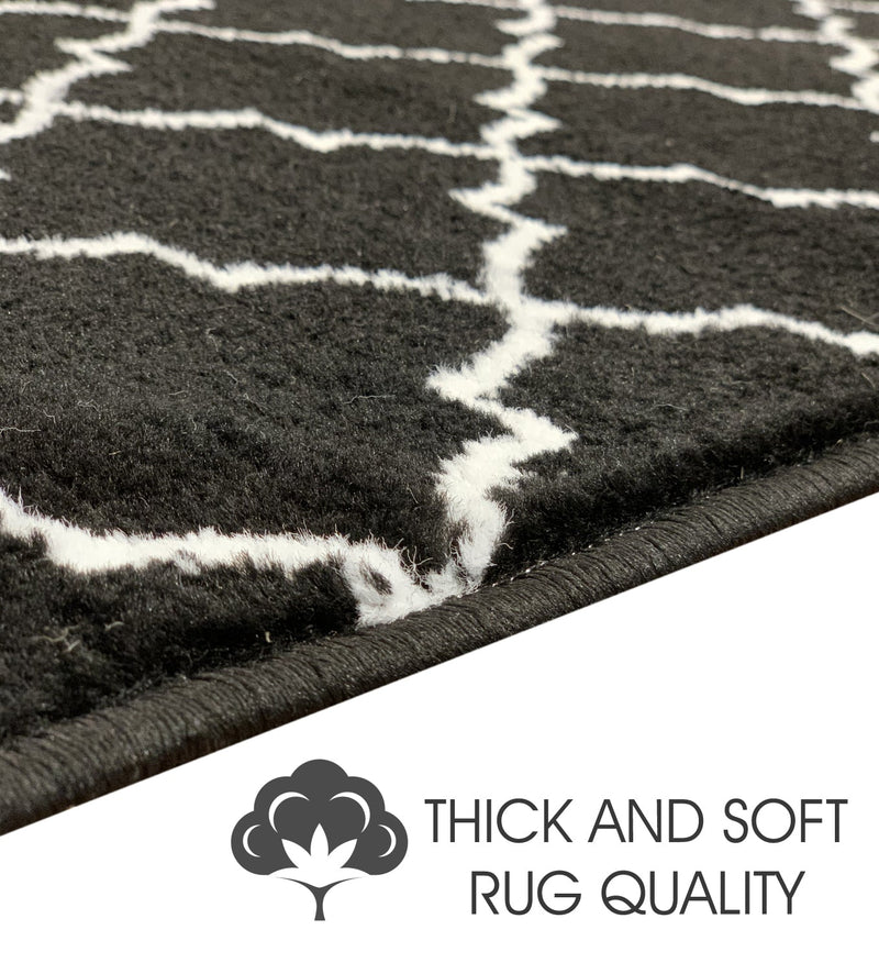 Sussex Home, Landing Rug, Slip Resistant Indoor Carpets Includes Adhesive Tape 2' x 3'-Trellisville Collection |Black&White