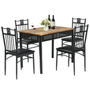 5 Pcs Dining Set Wood Metal Table and 4 Chairs with Cushions by LJGDeals