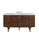 James Martin Amberly 60" Dual Mount Single Bathroom Vanity, Mid-Century Walnut