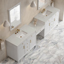 James Martin Bellshire 120" Double Bathroom Vanity, Bright White