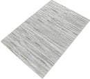 Silver And Ivory Handmade 5x8 Genuine Leather Area Rug