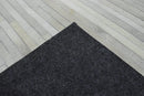 Silver And Ivory Handmade 5x8 Genuine Leather Area Rug