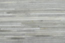 Silver And Ivory Handmade 5x8 Genuine Leather Area Rug