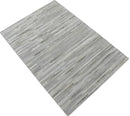 Silver And Ivory Handmade 5x8 Genuine Leather Area Rug
