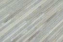 Silver And Ivory Handmade 5x8 Genuine Leather Area Rug