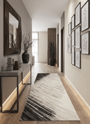 Gray and Silver Hairon Leather Stripe Area Rug - Hand Stitched