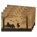 DaDalogy Bedding Set of 4 Pieces Autumn Birds Blessing Tapestry Dining Placemats 13” x 19” (Thanksgiving)