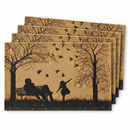 DaDalogy Bedding Set of 4 Pieces Autumn Birds Blessing Tapestry Dining Placemats 13” x 19” (Thanksgiving)