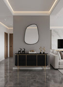 Black Framed Mirror, Asymmetrical Mirror, Irregular Brass Wall Mirror