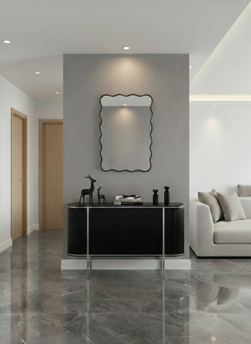 Black Squiggly Mirror - Rectangular Wavy Mirror, photo 3 of 11