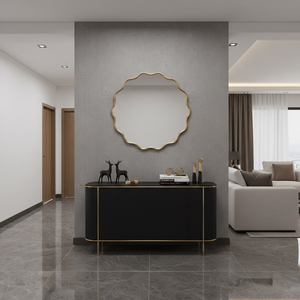 Round Wavy Mirrors - Brass Squiggly Mirror, photo 6 of 12