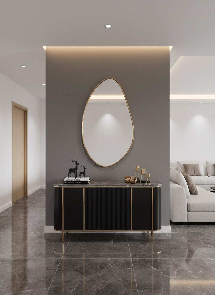 Asymmetrical Brass Mirror - Irregular Brass Frame Mirror, photo 5 of 13