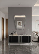 Italian Curved Brass Wall Mirror - Butterfly Silver Frame Mirror