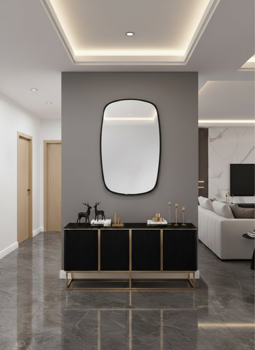 Black Framed Mirror - Rectangular Brass Wall Mirror, photo 3 of 14
