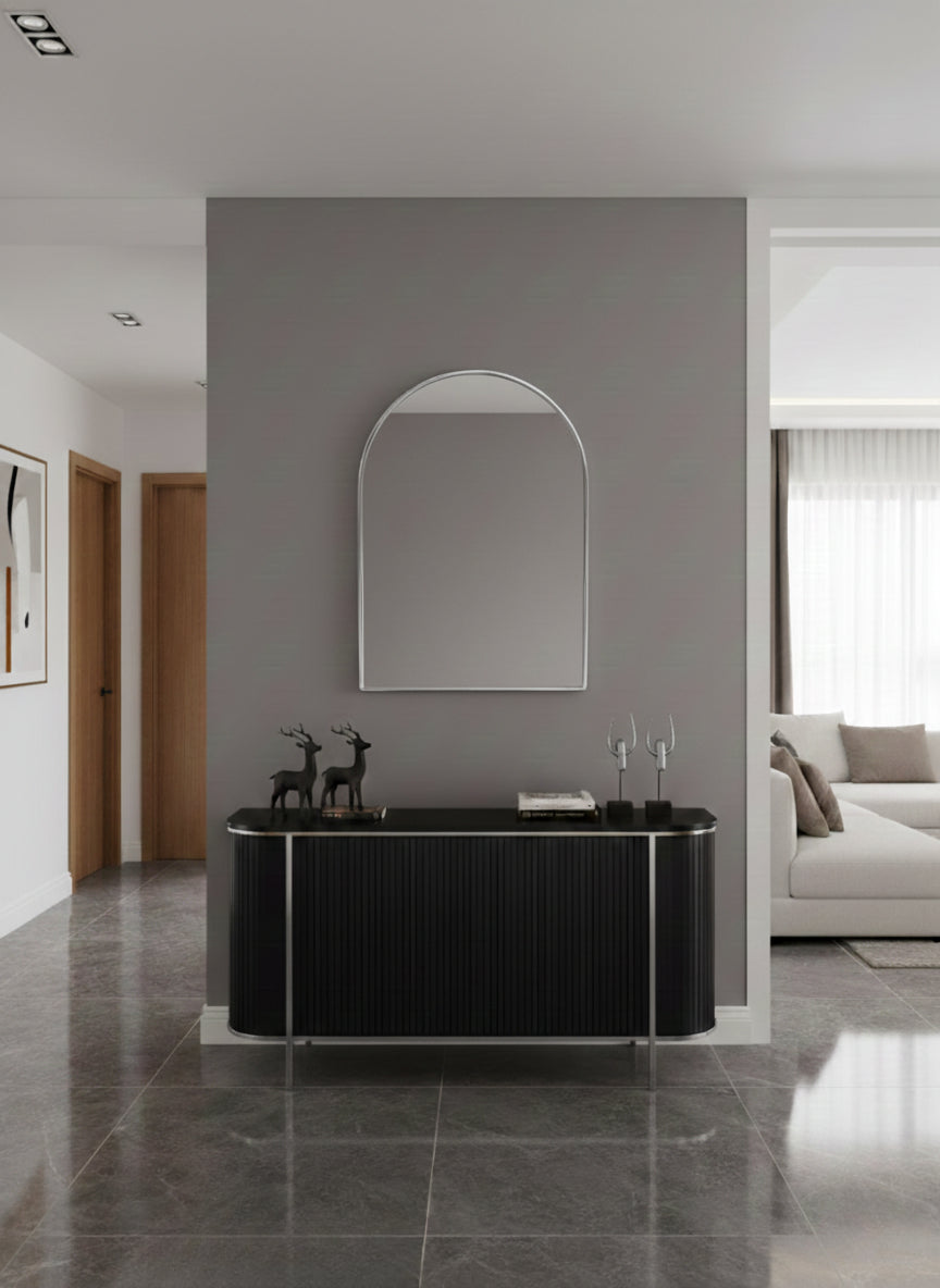 Silver  Brass Arch Mirror - Customizable Bathroom Mirror, photo 4 of 11