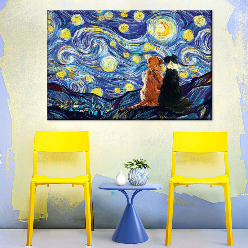 Dogs Journey Starry Night Wall Art