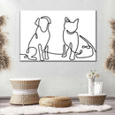 One Line Dog And Cat Wall Art
