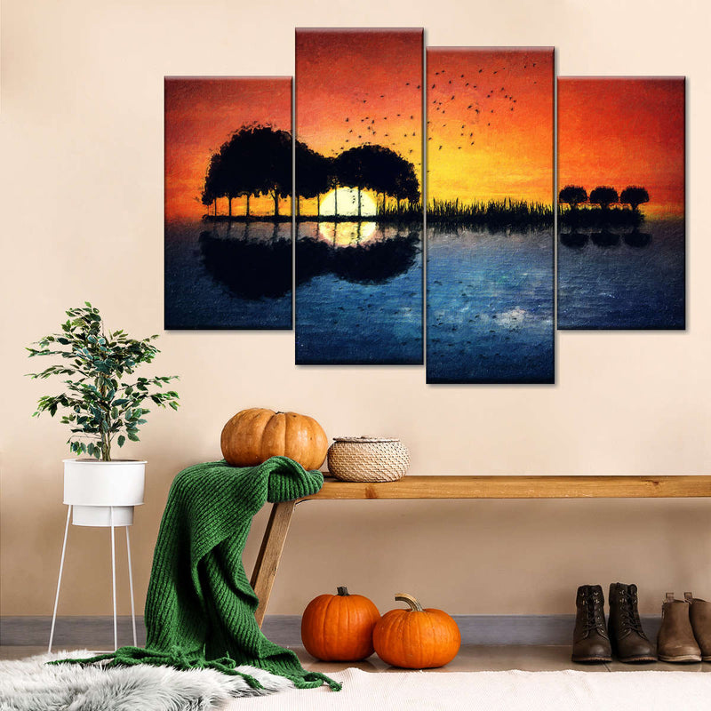 Guitar Sunset Wall Art