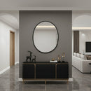 Black Brass Oval Mirror