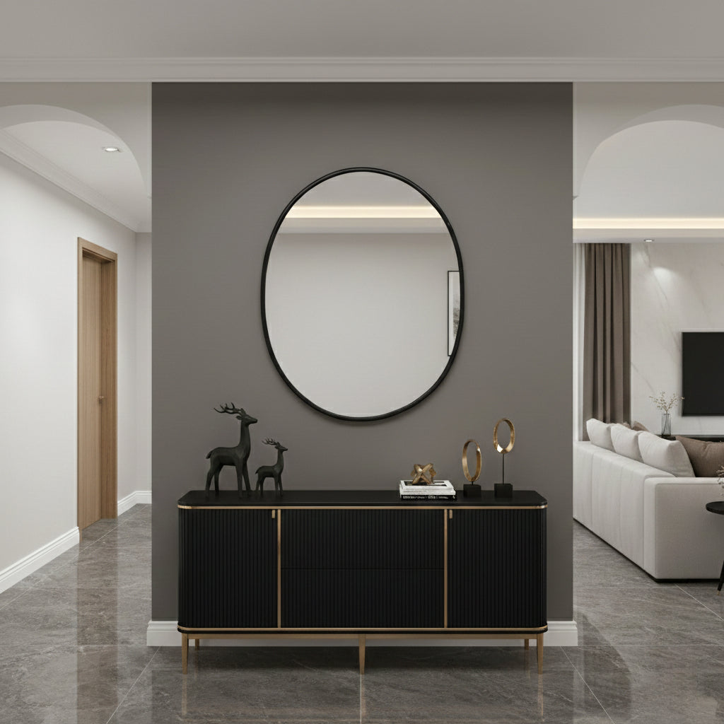 Black Framed Oval Mirror, photo 3 of 14