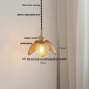 GobekUsa Amber Glass LED Pendant Light Fixture Nordic Modern Copper Hanging Lamp