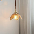 GobekUsa Amber Glass LED Pendant Light Fixture Nordic Modern Copper Hanging Lamp