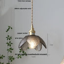 GobekUsa Amber Glass LED Pendant Light Fixture Nordic Modern Copper Hanging Lamp