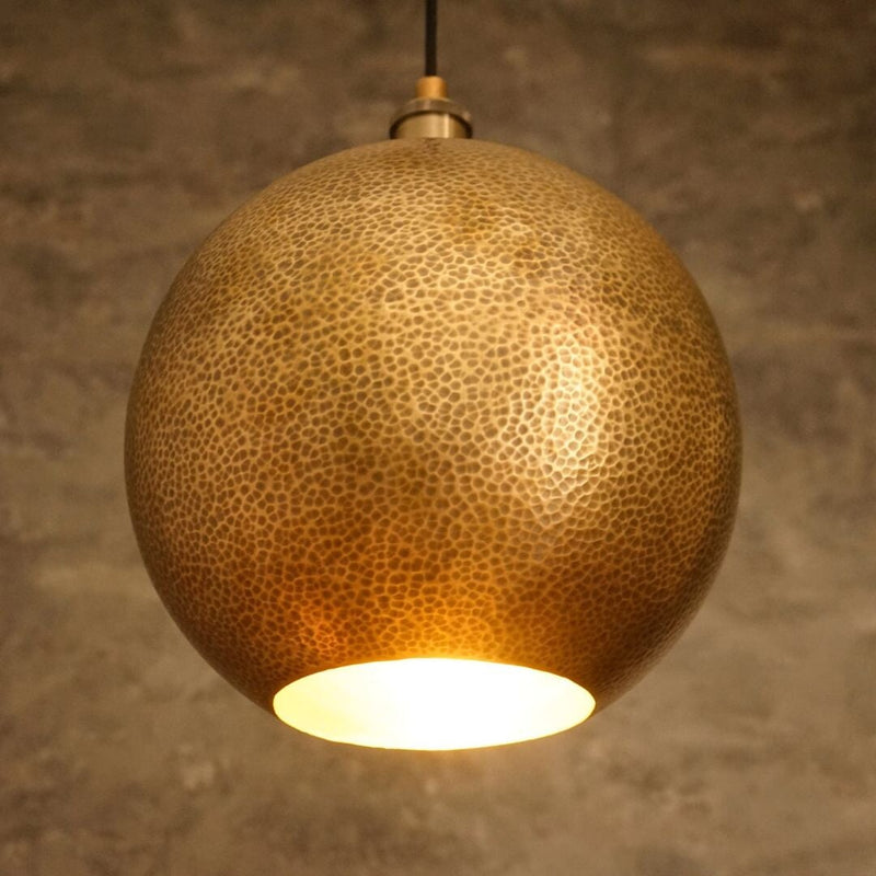 Hammered Brass Ball Pendant Light, Dome Ceiling Light