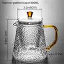 Hammered clear and amber borosilicate glass teapot kitchen tea set by Decorbites
