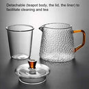 Hammered clear and amber borosilicate glass teapot kitchen tea set by Decorbites