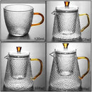 Hammered clear and amber borosilicate glass teapot kitchen tea set by Decorbites