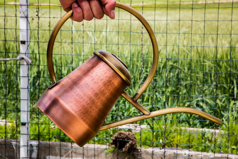 Hammered Conical Brass Watering Can